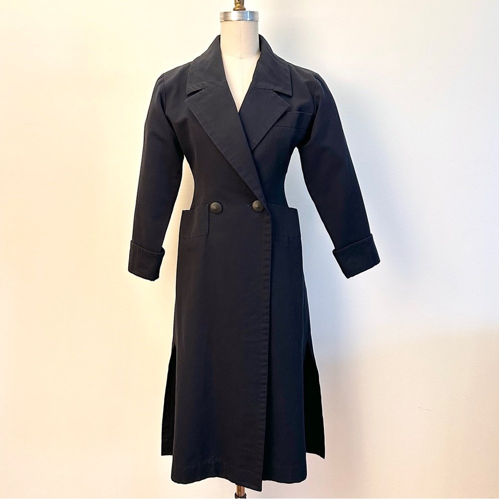 1960’s Vintage Yves Saint Laurent Navy Blue Hourglass Double-Breasted Coat